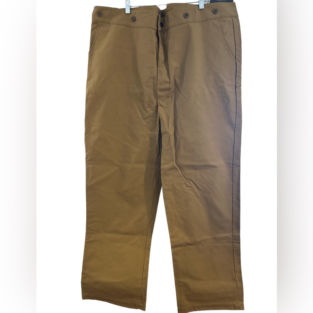 Brassada Tan Canvas Cowboy Work Pants NWOTs‎  50x33 Cinch Belt & Suspenders